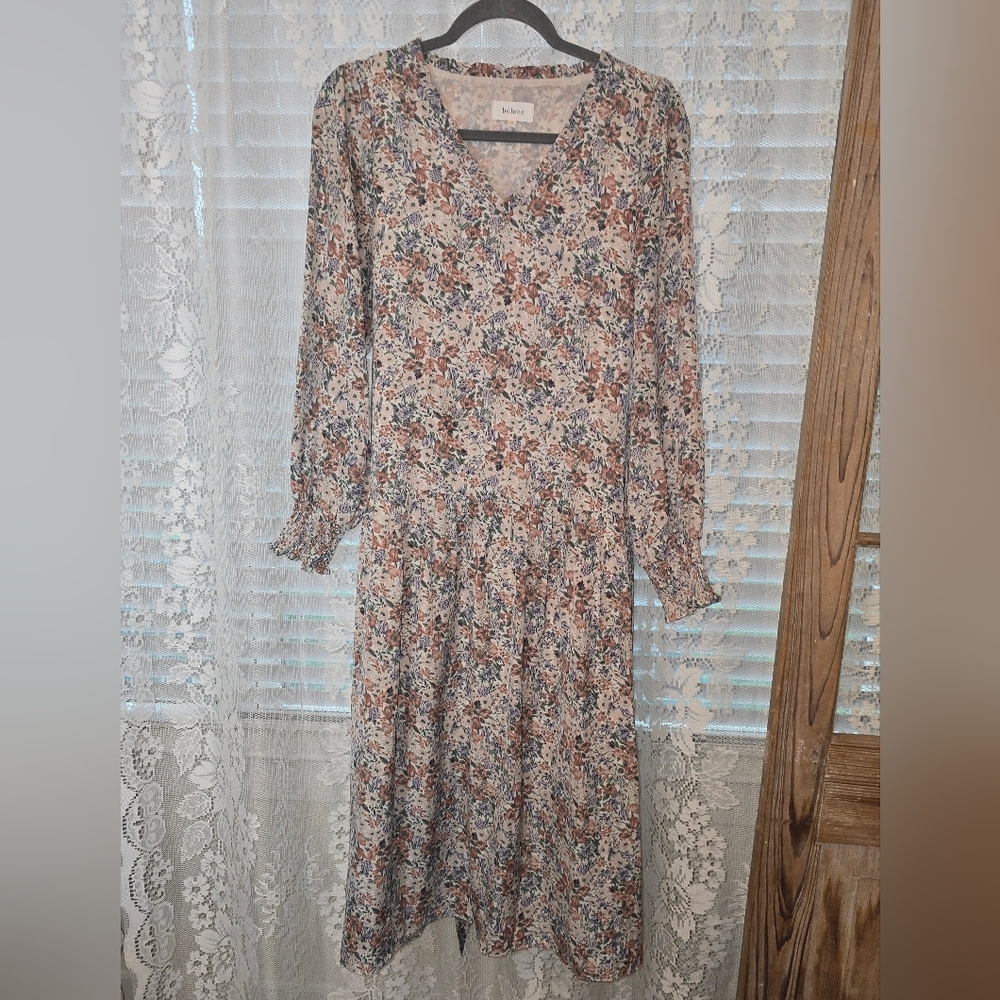 Boheme floral Women's dress, Lomgsleeve, Boho Dress, Small